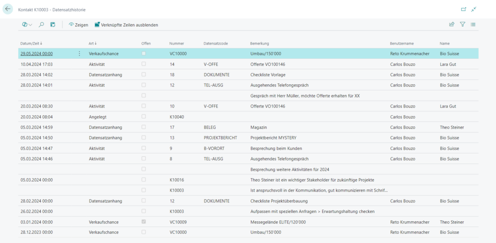 redPoint App Datensatzhistorie